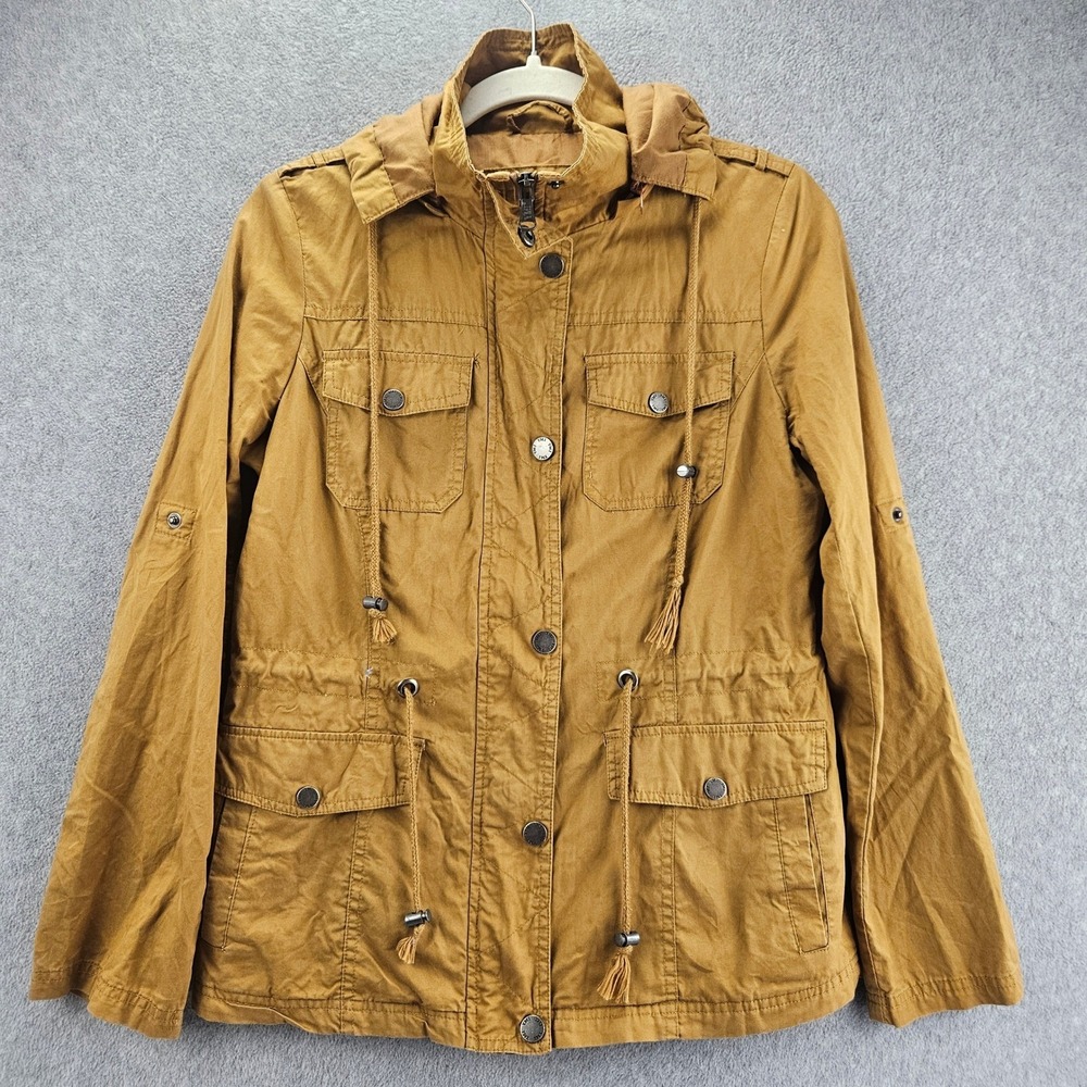 YMI Anorak Jacket Women S Brown Utility Hooded Safari Military Field Outerwear